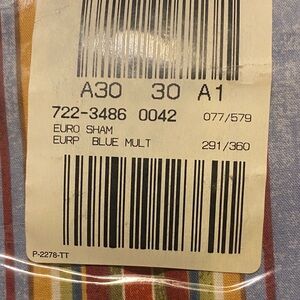 Multicolor Striped Euro Sham NWT